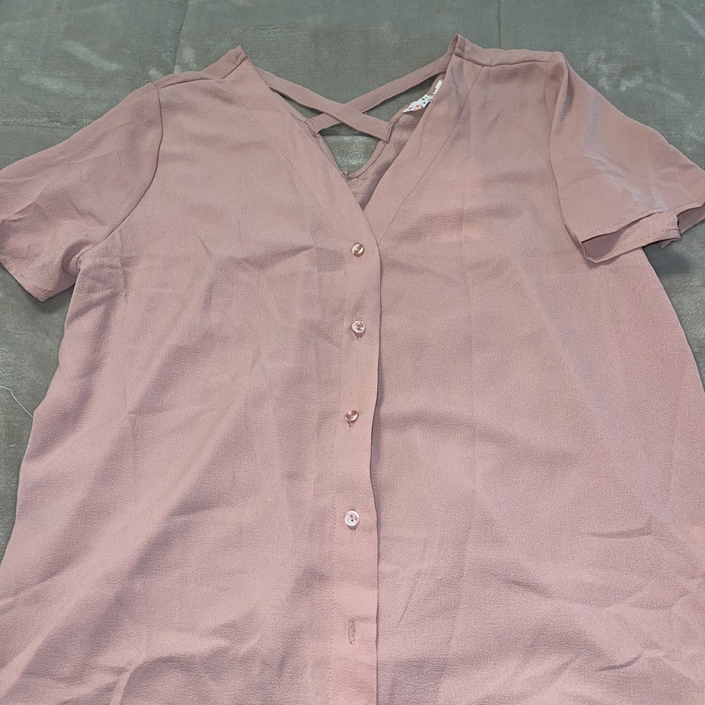 Pink roses large blouse NWT